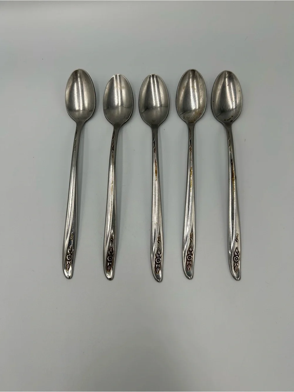 Vintage Classic Stainless Steel Teaspoons Set - Silver Long Tea spoons (5 Pack)